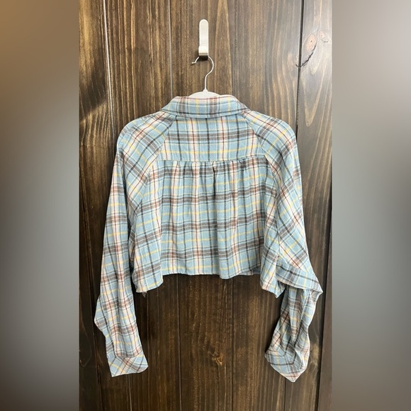 Plaid Oversized Cropped Button-Down Shirt-NWT-Mimosa-Size: Small - Picture 5 of 6
